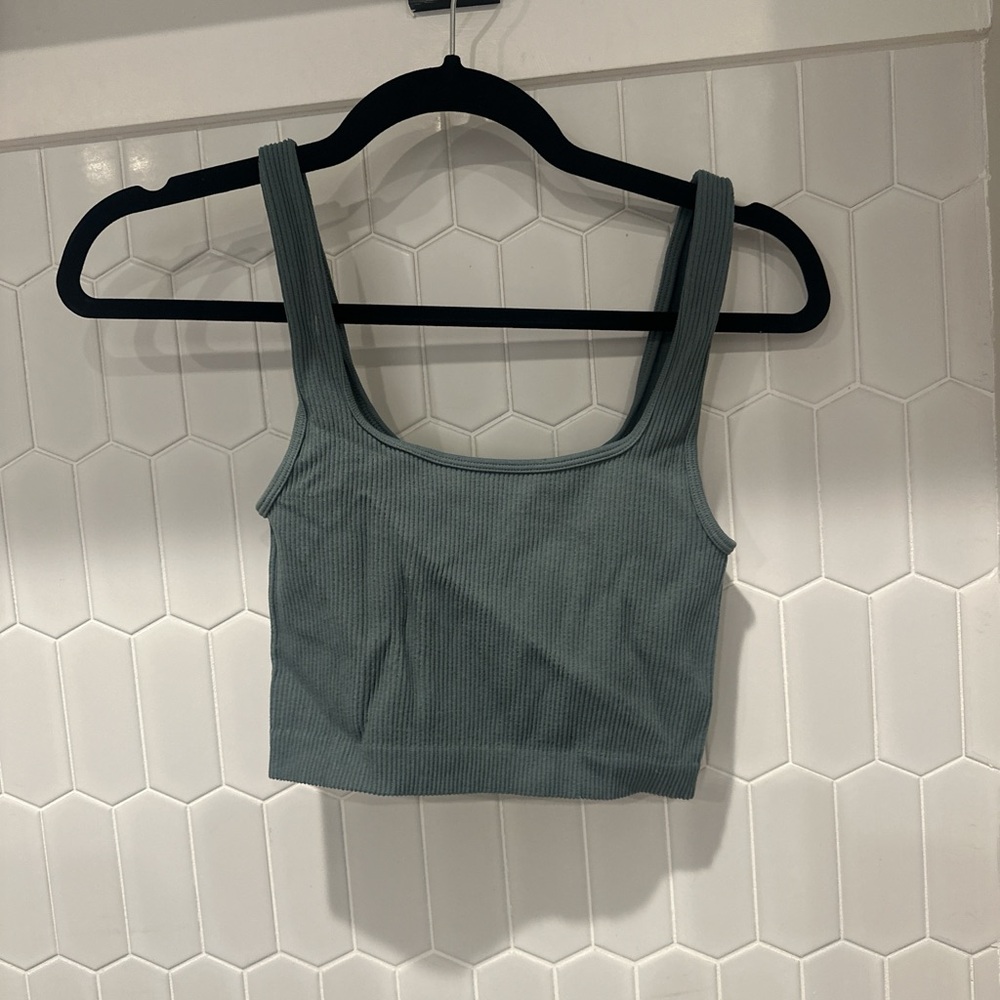 Zara Ribbed Blue Tank Top